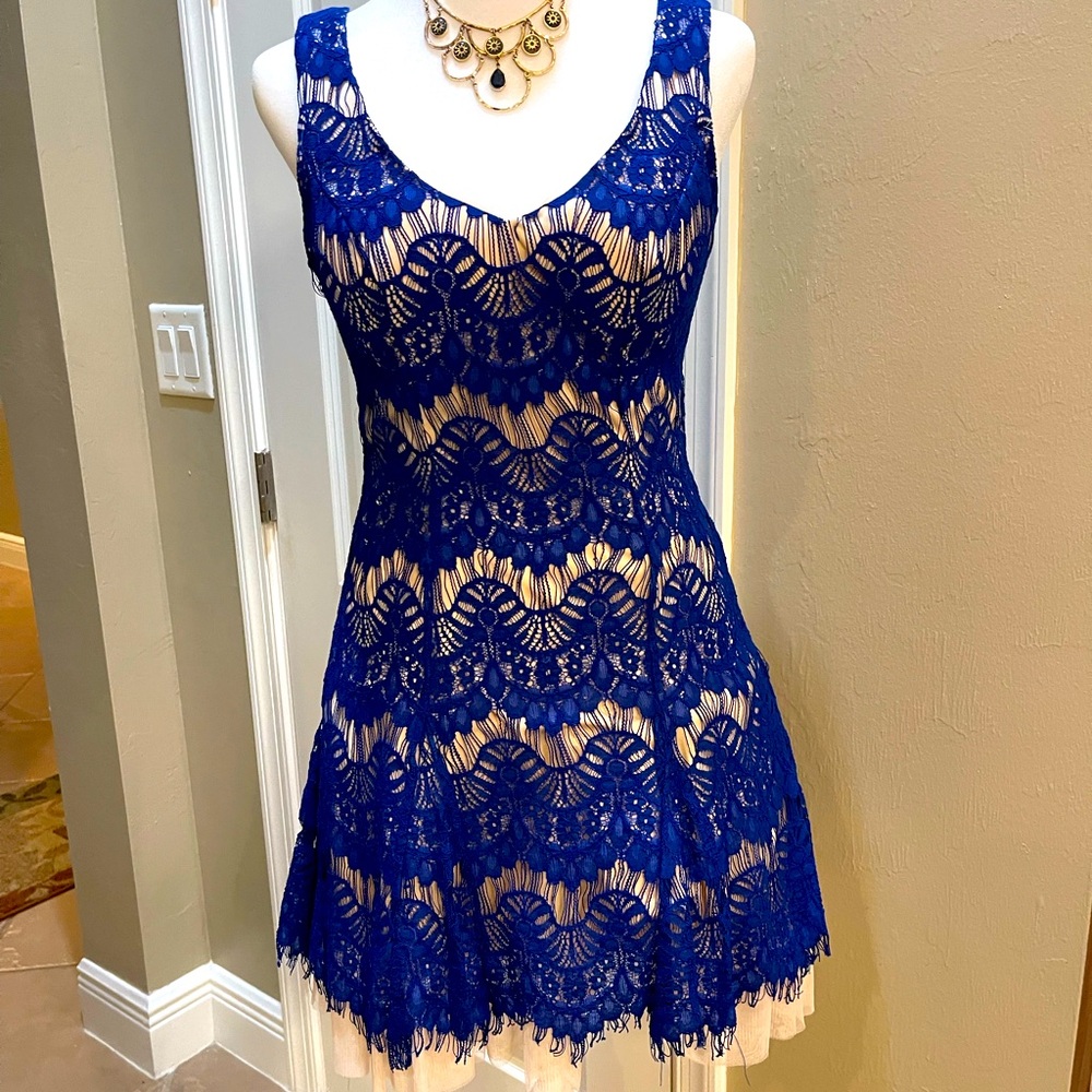 B Darlin Royal Blue Lace Dress